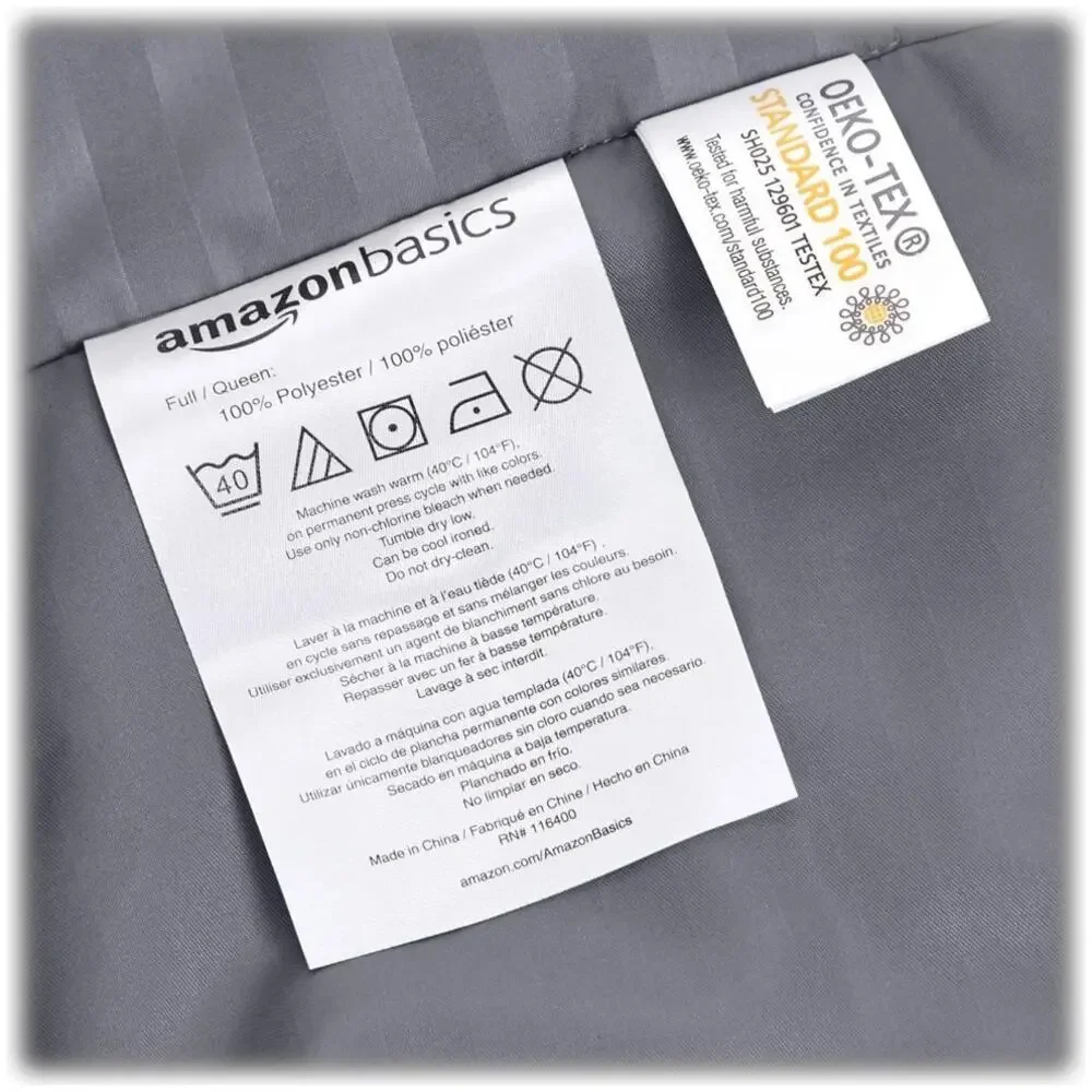 Amazon Basics 3-Piece Striped Microfiber Duvet Cover Set